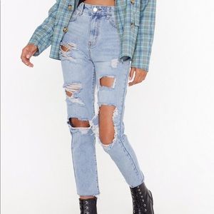 Brand New Distressed Girlfriend Jeans